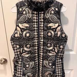 Johnny Was Black and Cream Patterned Vest